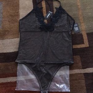 V Neck Lace Bikini Bodysuit